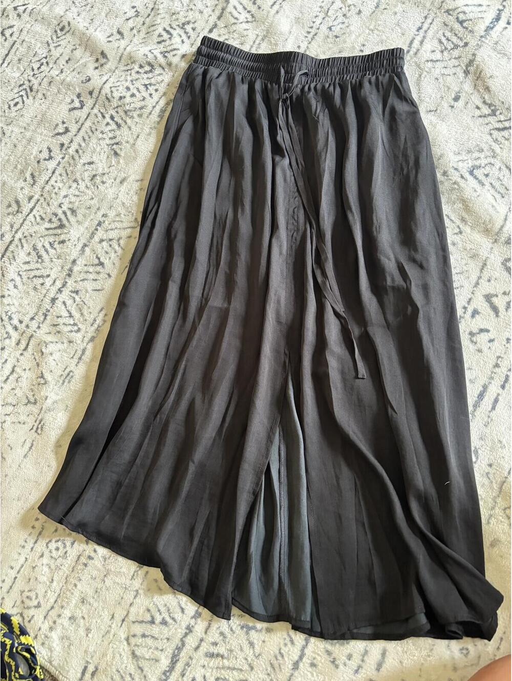LOFT Petites Charcoal Black Pleated Wide-Leg Palazzo Pants XS